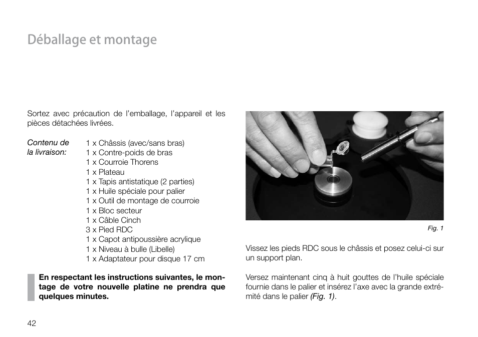 Déballage et montage | THORENS TD 160 HD User Manual | Page 42 / 60