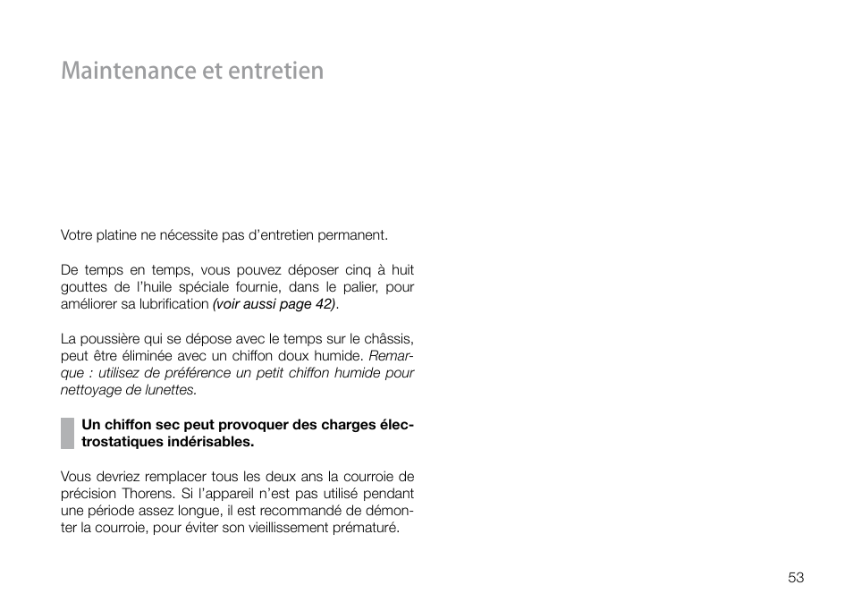 Maintenance et entretien | THORENS TD 160 HD User Manual | Page 53 / 60