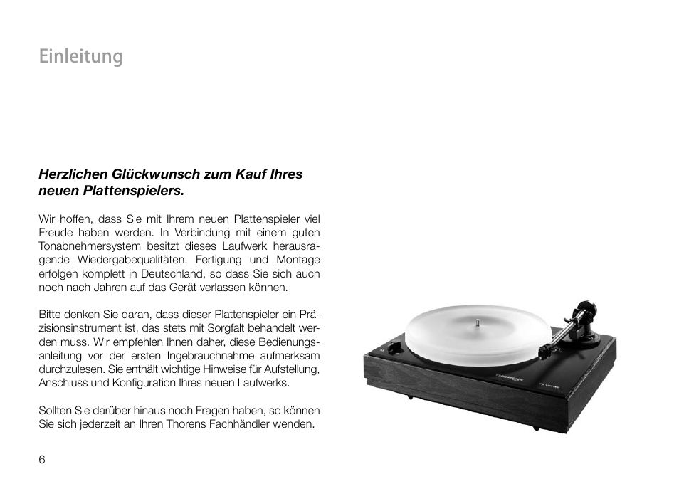 Einleitung | THORENS TD 160 HD User Manual | Page 6 / 60