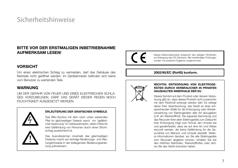 Sicherheitshinweise | THORENS TD 160 HD User Manual | Page 7 / 60