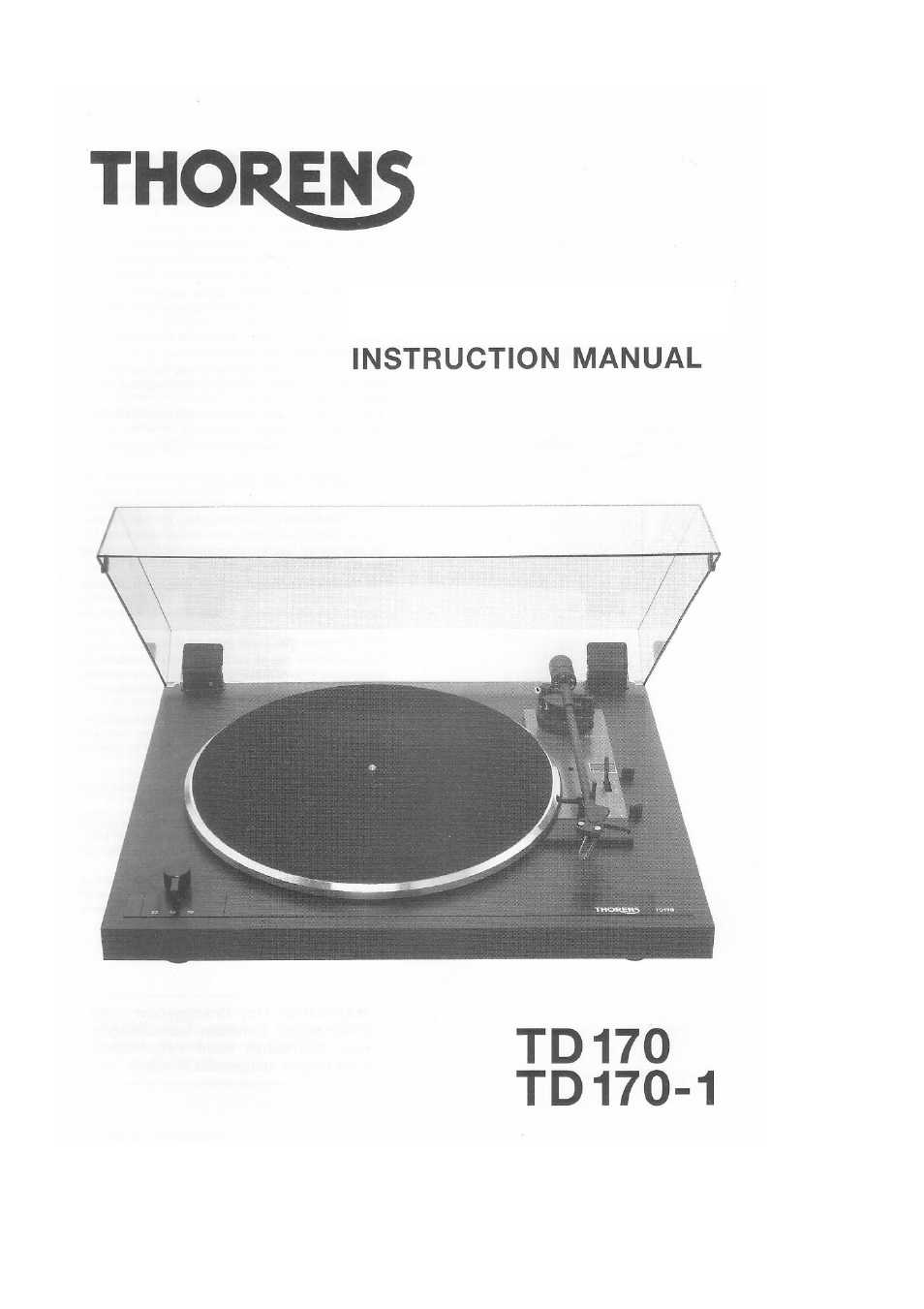 THORENS TD 170-1 User Manual | 10 pages