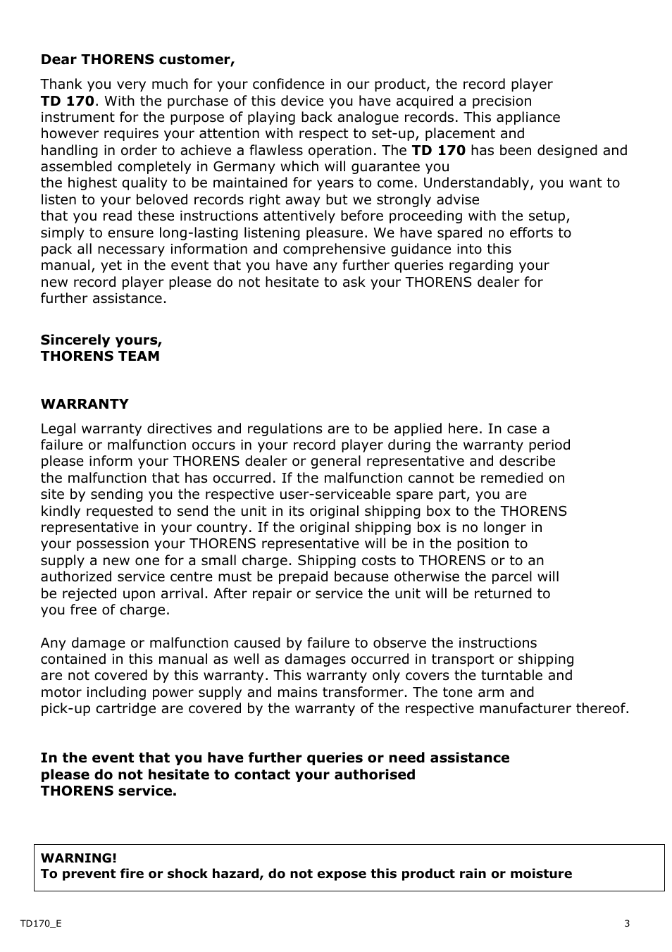 THORENS TD 170-1 User Manual | Page 3 / 10