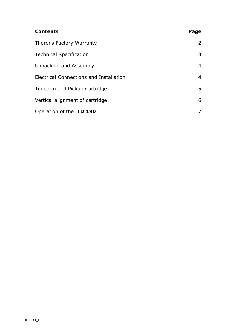 THORENS TD 190-2 User Manual | Page 2 / 9