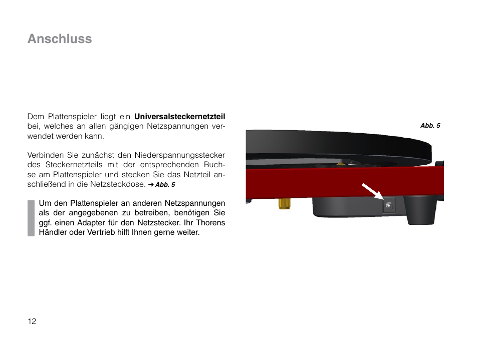 Anschluss | THORENS TD 203 User Manual | Page 12 / 56