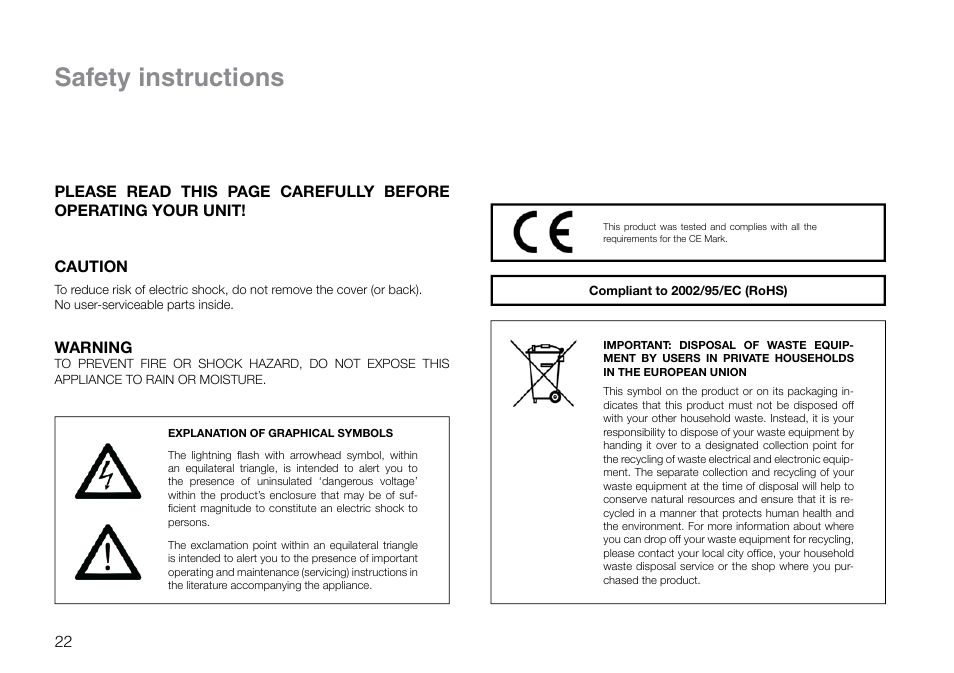 Safety instructions | THORENS TD 203 User Manual | Page 22 / 56