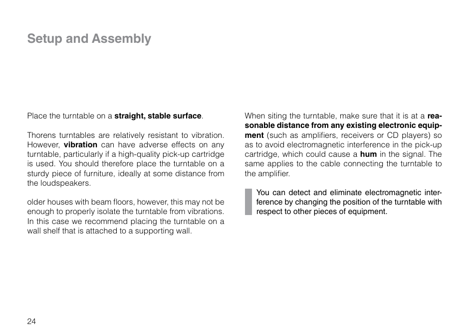 Setup and assembly | THORENS TD 203 User Manual | Page 24 / 56