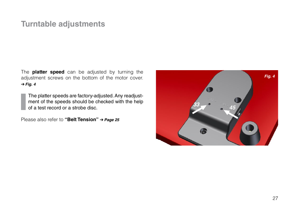 Turntable adjustments | THORENS TD 203 User Manual | Page 27 / 56