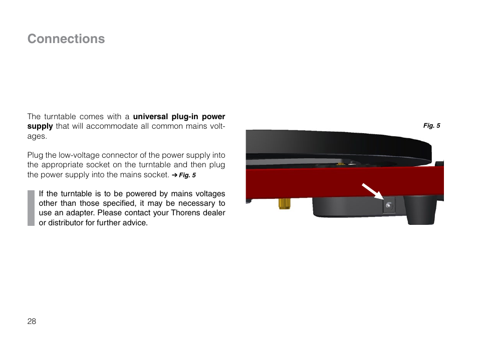 Connections | THORENS TD 203 User Manual | Page 28 / 56