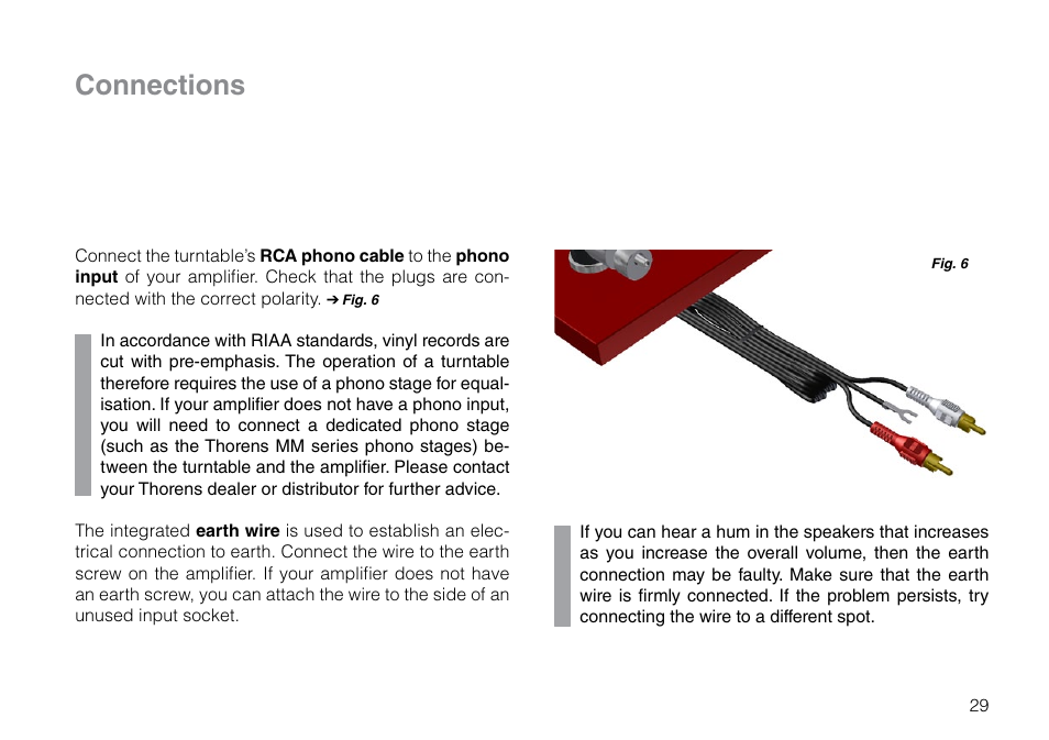 Connections | THORENS TD 203 User Manual | Page 29 / 56