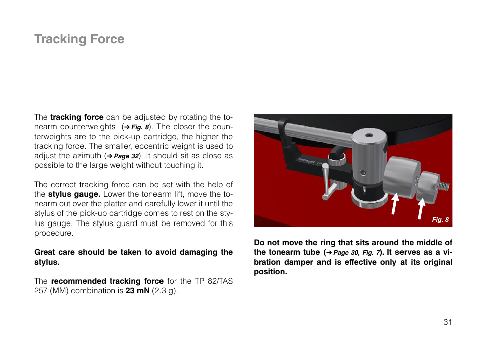 Tracking force | THORENS TD 203 User Manual | Page 31 / 56