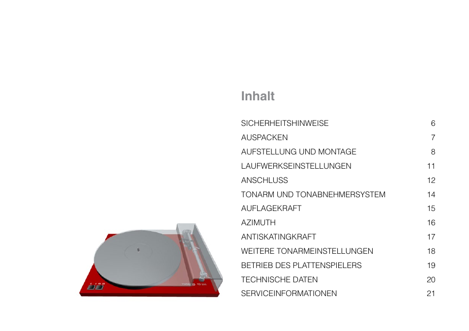 Inhalt | THORENS TD 203 User Manual | Page 4 / 56