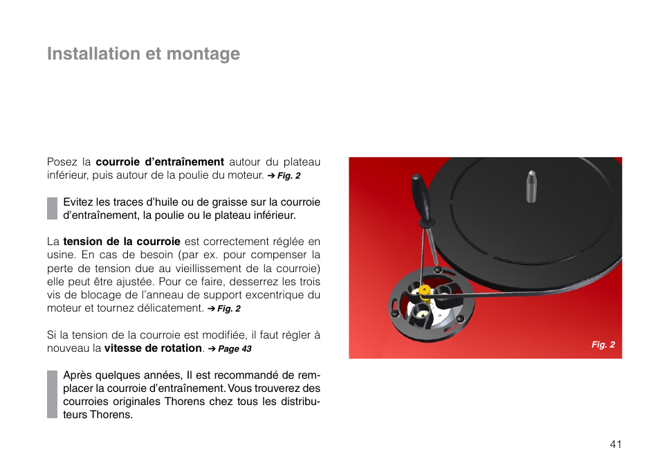 Installation et montage | THORENS TD 203 User Manual | Page 41 / 56