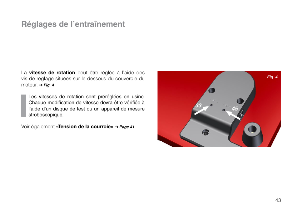 Réglages de l’entraînement | THORENS TD 203 User Manual | Page 43 / 56