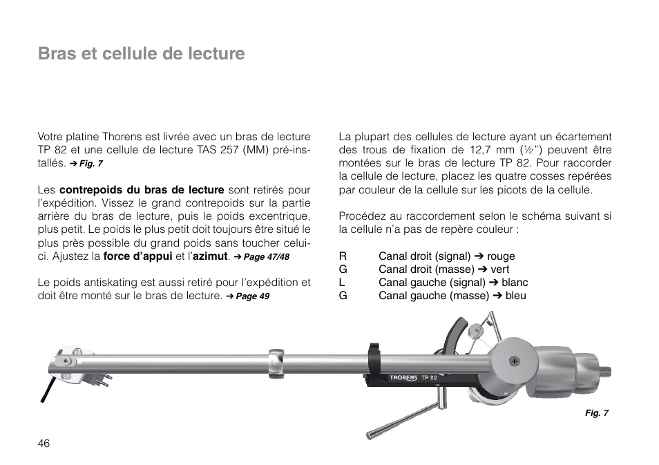 Bras et cellule de lecture | THORENS TD 203 User Manual | Page 46 / 56