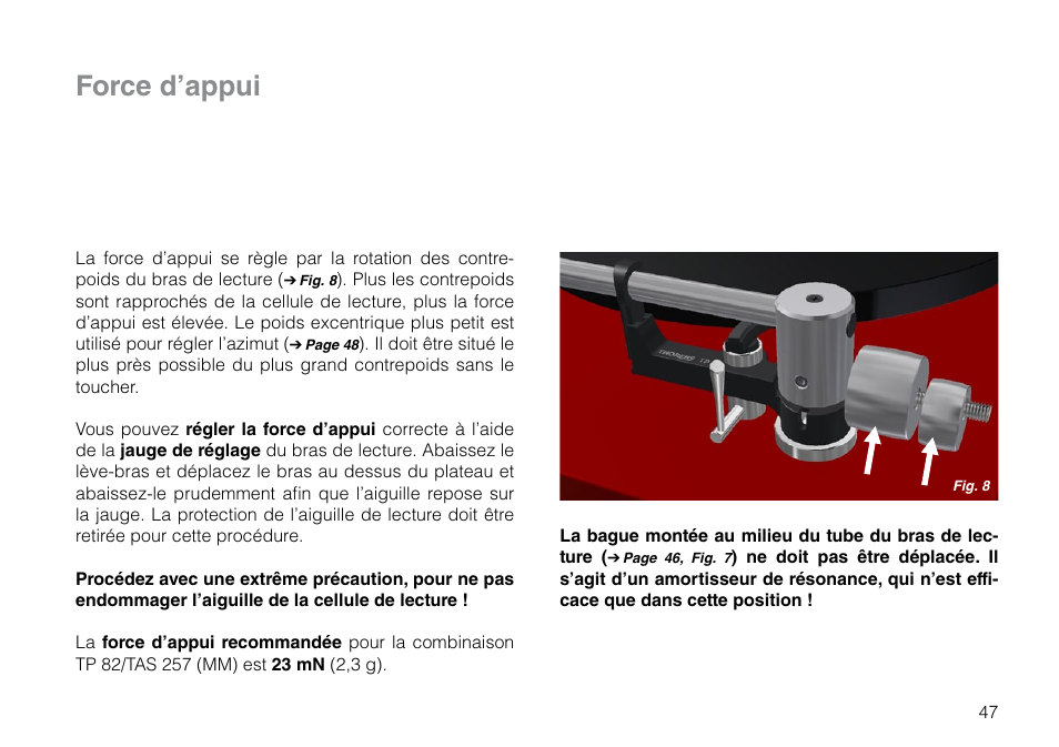 Force d’appui | THORENS TD 203 User Manual | Page 47 / 56