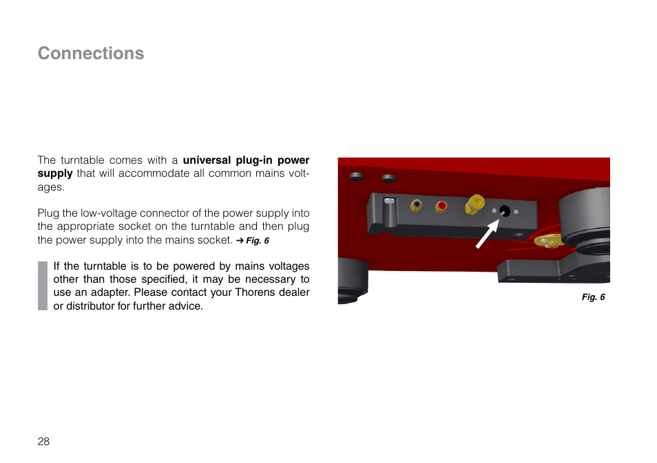 Connections | THORENS TD 209 User Manual | Page 28 / 56