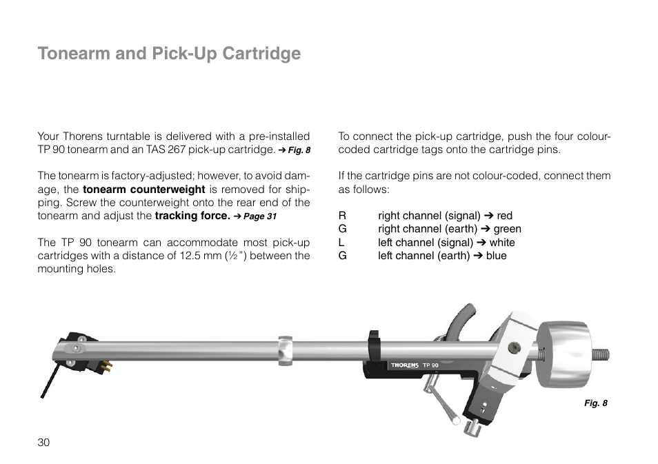 Tonearm and pick-up cartridge | THORENS TD 209 User Manual | Page 30 / 56