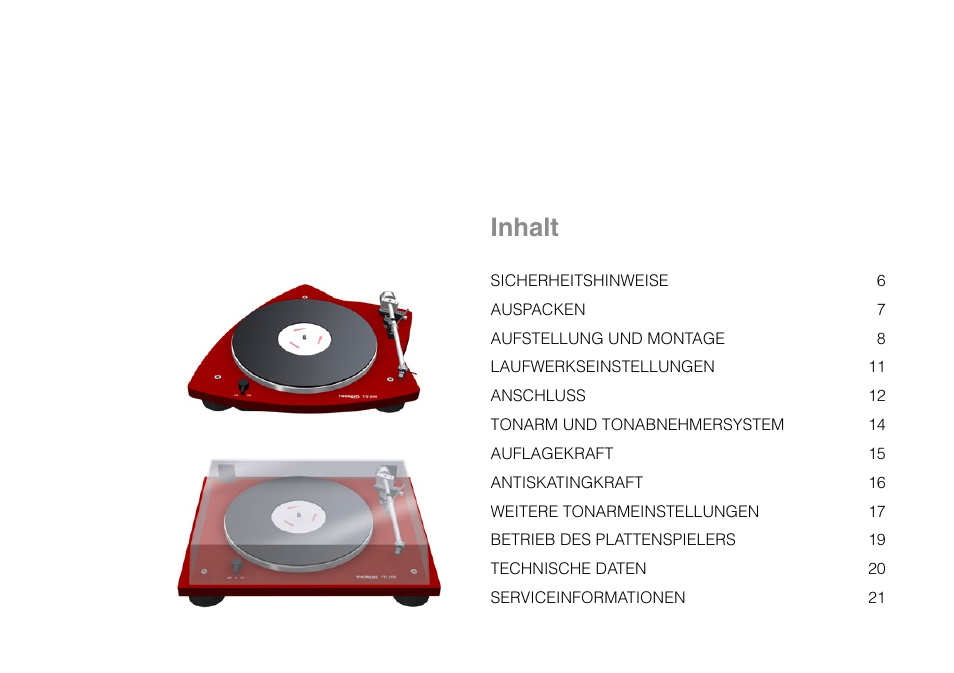 Inhalt | THORENS TD 209 User Manual | Page 4 / 56