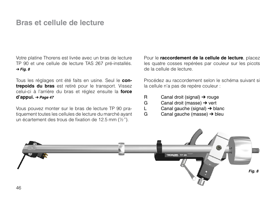 Bras et cellule de lecture | THORENS TD 209 User Manual | Page 46 / 56