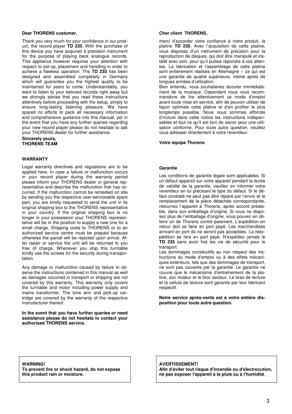 THORENS TD 235 User Manual | Page 3 / 15