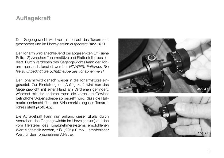 Auflagekraft | THORENS TD 295 MK IV User Manual | Page 11 / 40
