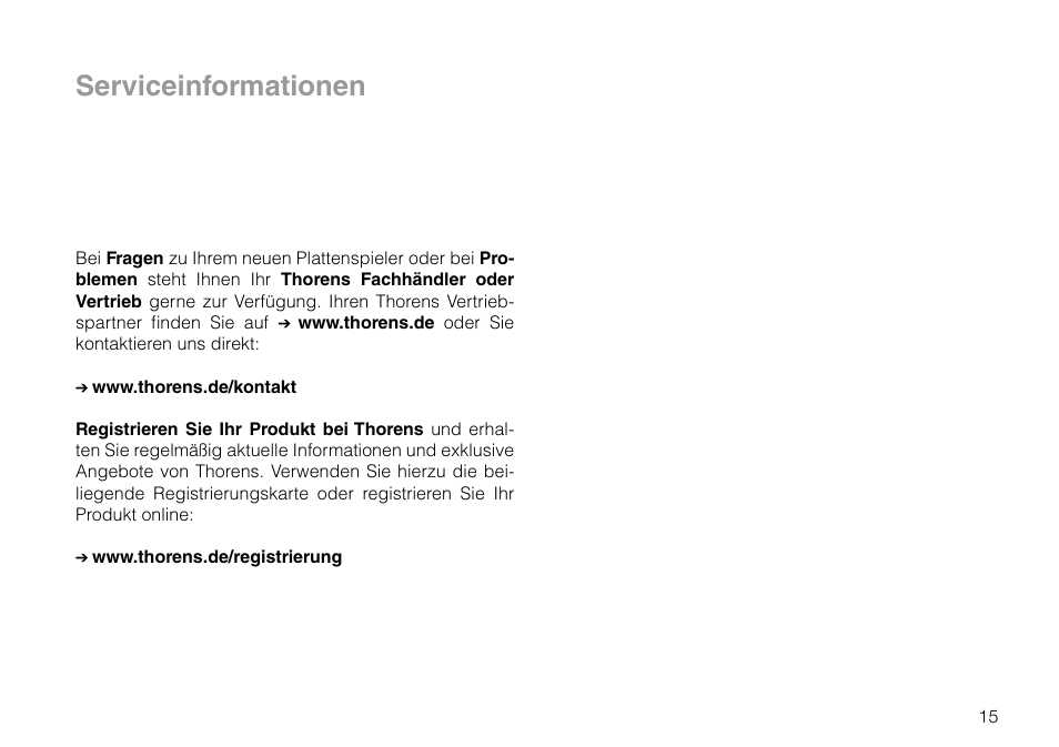 Serviceinformationen | THORENS TD 295 MK IV User Manual | Page 15 / 40