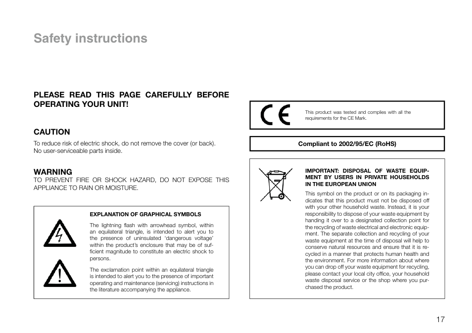 Safety instructions | THORENS TD 295 MK IV User Manual | Page 17 / 40