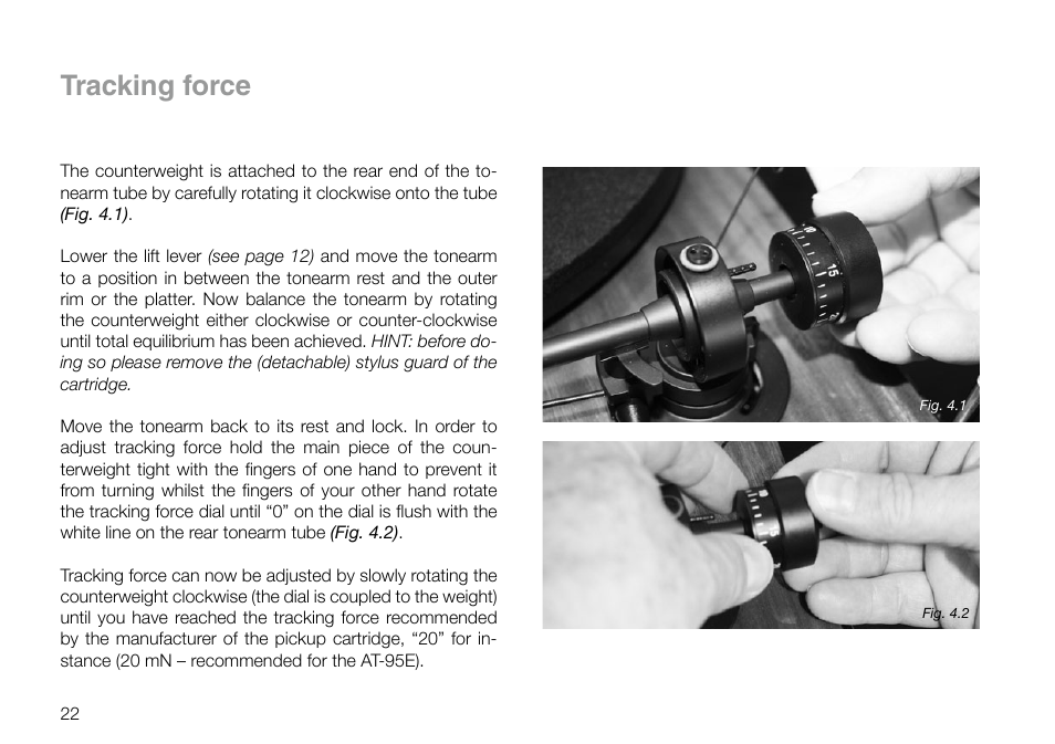 Tracking force | THORENS TD 295 MK IV User Manual | Page 22 / 40