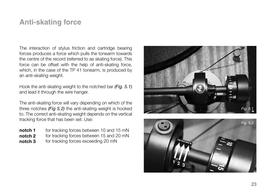 Anti-skating force | THORENS TD 295 MK IV User Manual | Page 23 / 40