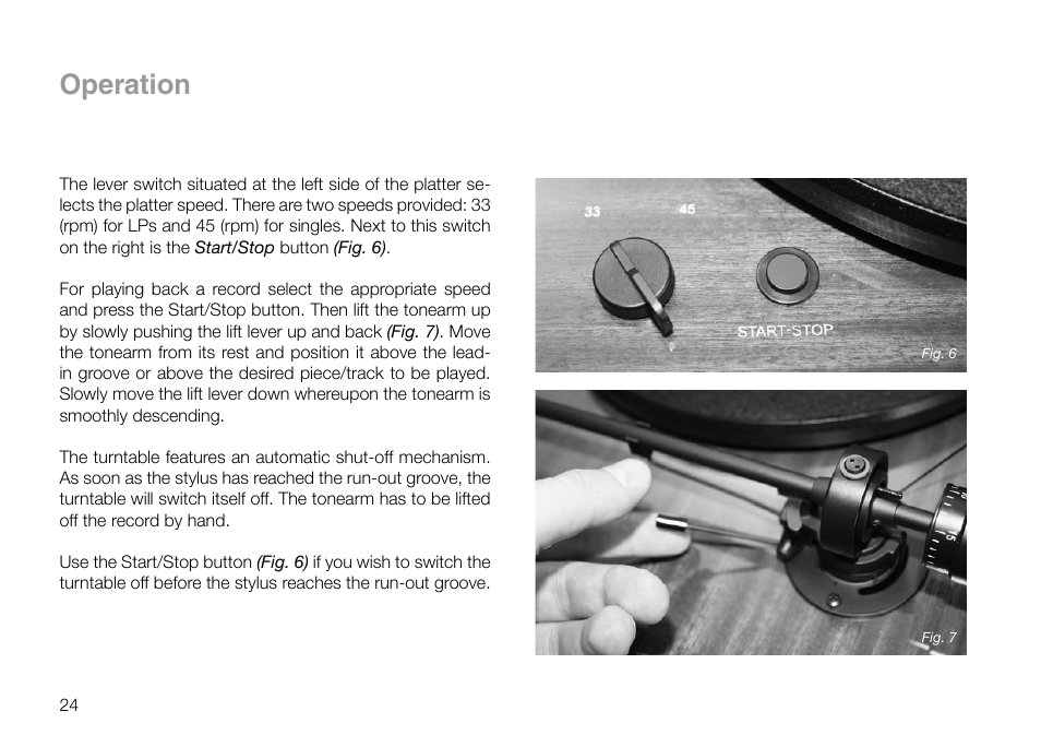 Operation | THORENS TD 295 MK IV User Manual | Page 24 / 40