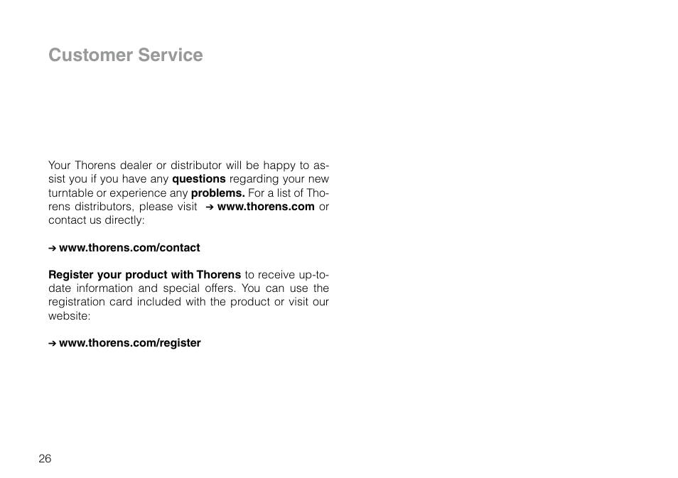 Customer service | THORENS TD 295 MK IV User Manual | Page 26 / 40