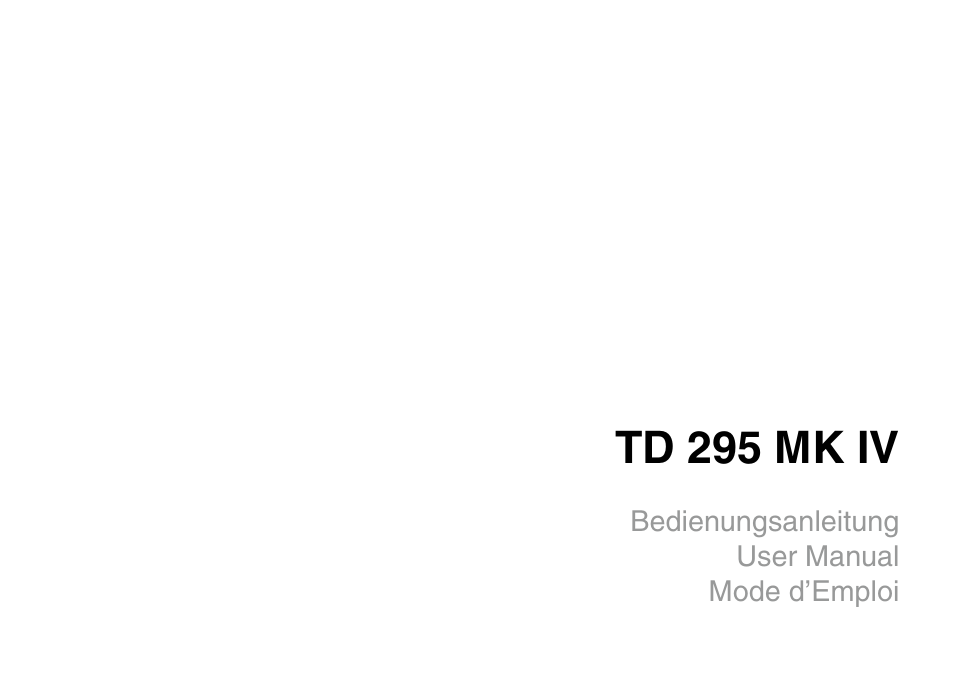 Td 295 mk iv | THORENS TD 295 MK IV User Manual | Page 3 / 40