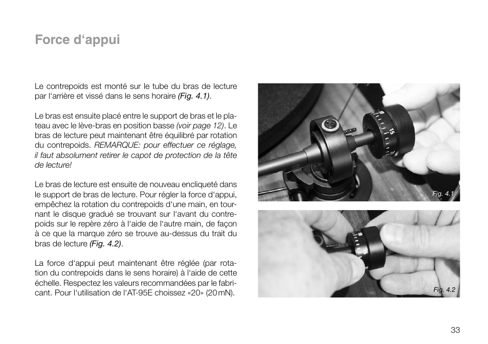 Force d‘appui | THORENS TD 295 MK IV User Manual | Page 33 / 40
