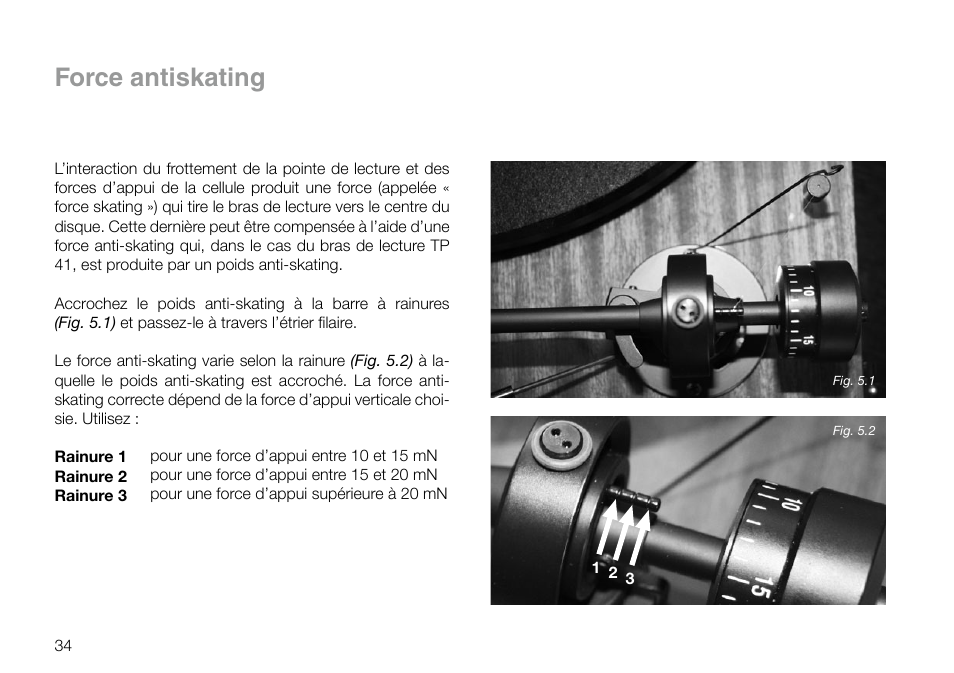 Force antiskating | THORENS TD 295 MK IV User Manual | Page 34 / 40
