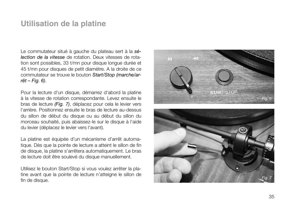 Utilisation de la platine | THORENS TD 295 MK IV User Manual | Page 35 / 40