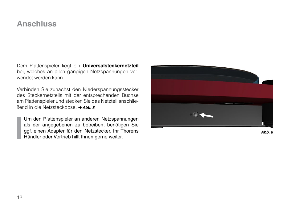 Anschluss | THORENS TD 309 User Manual | Page 12 / 56