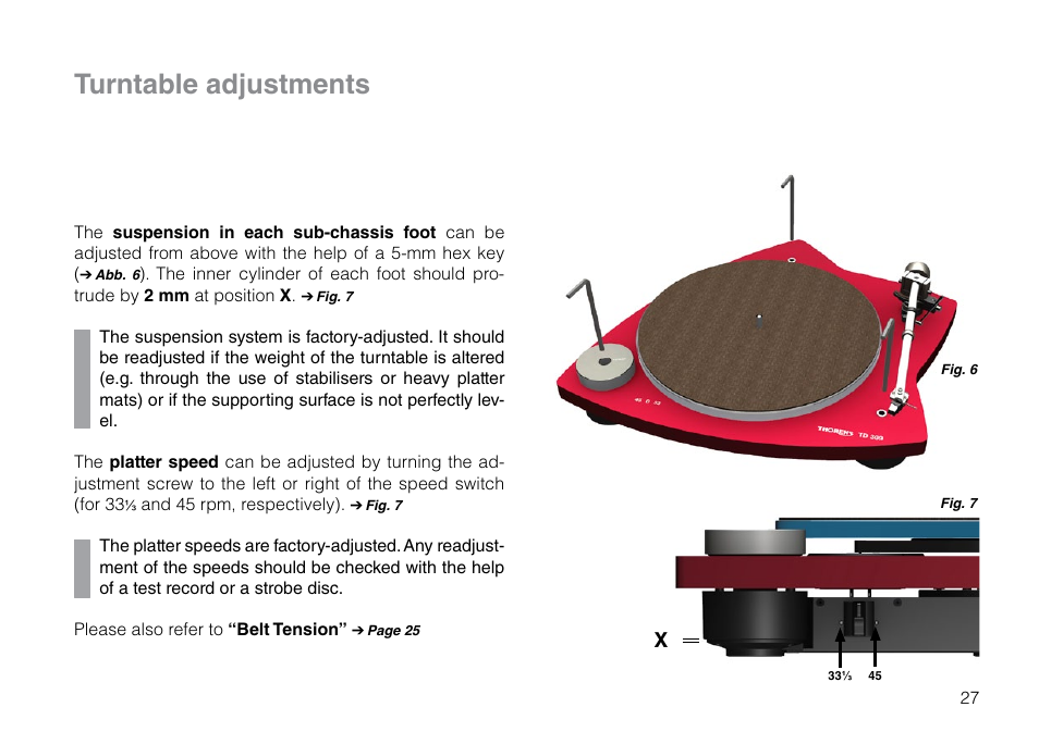 Turntable adjustments | THORENS TD 309 User Manual | Page 27 / 56