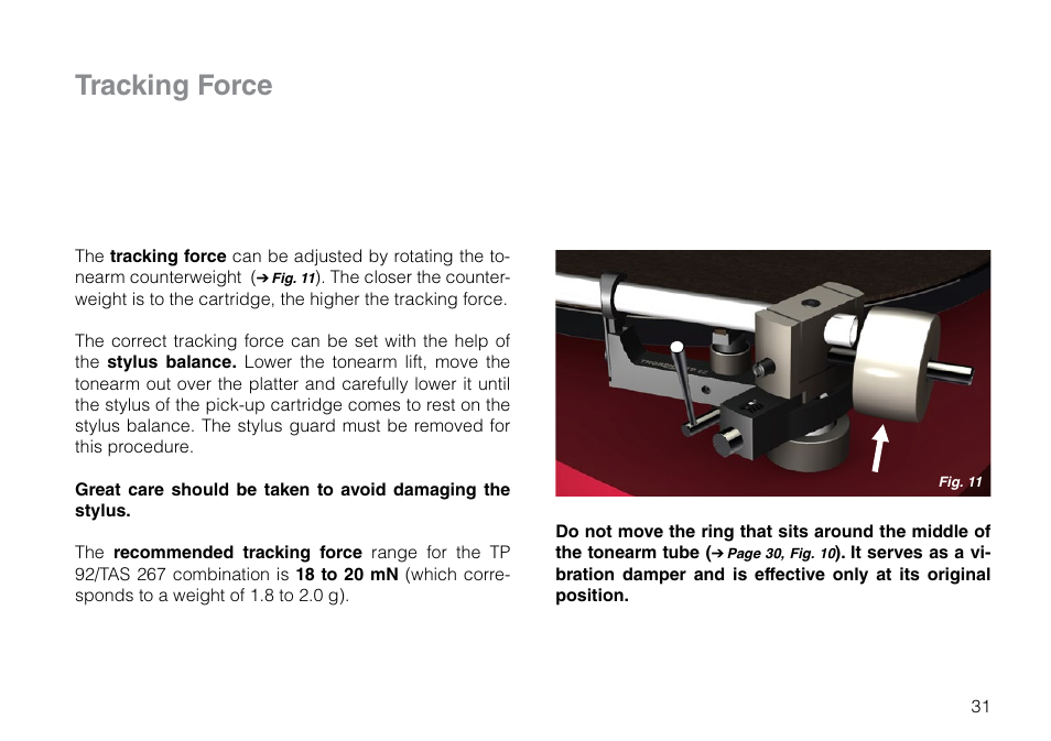 Tracking force | THORENS TD 309 User Manual | Page 31 / 56