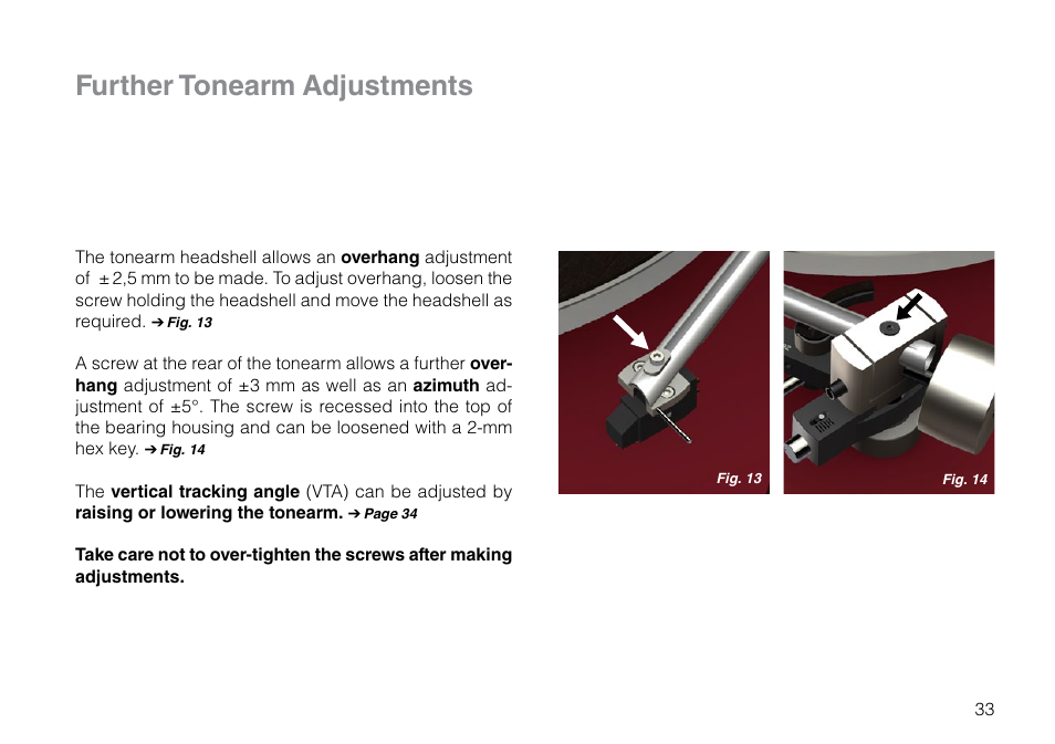 Further tonearm adjustments | THORENS TD 309 User Manual | Page 33 / 56