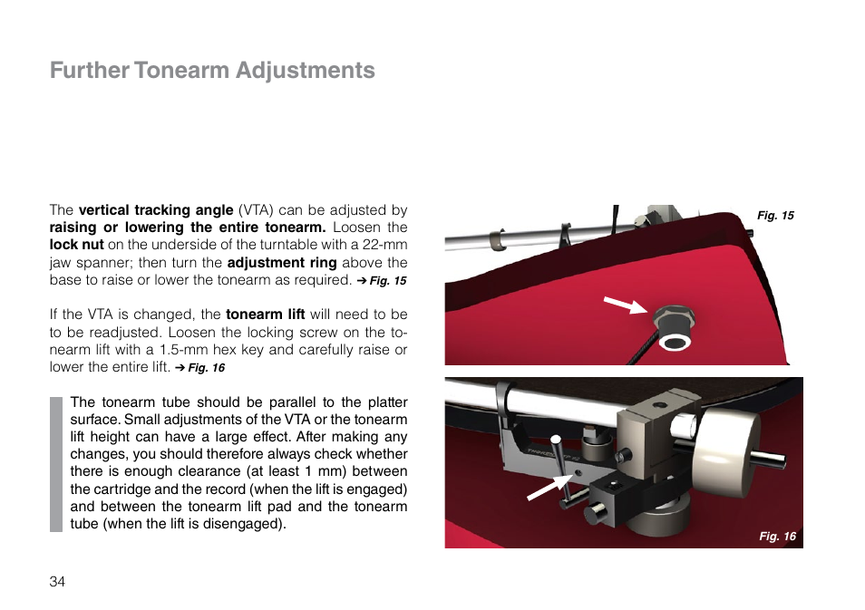 Further tonearm adjustments | THORENS TD 309 User Manual | Page 34 / 56