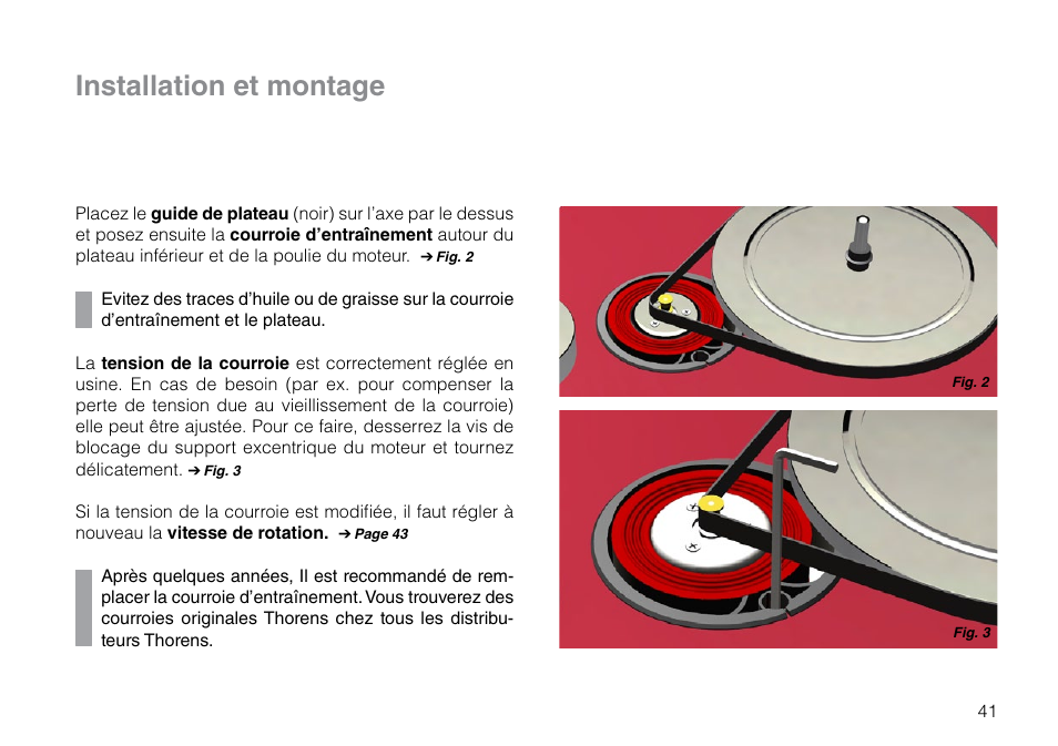 Installation et montage | THORENS TD 309 User Manual | Page 41 / 56