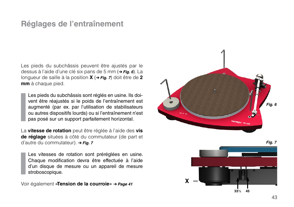 Réglages de l’entraînement | THORENS TD 309 User Manual | Page 43 / 56