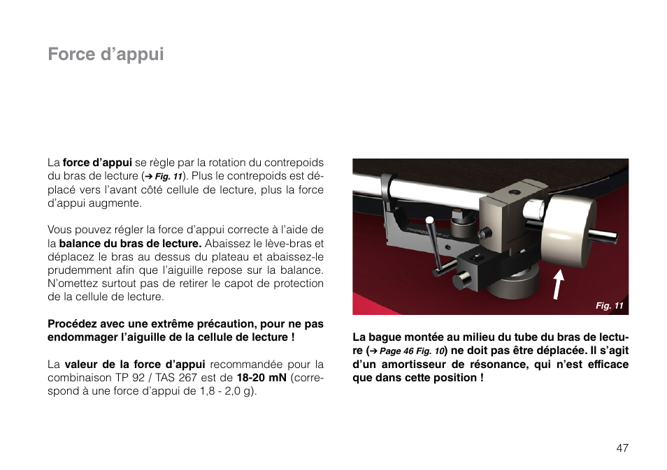 Force d’appui | THORENS TD 309 User Manual | Page 47 / 56