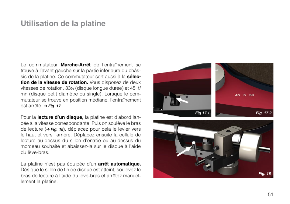 Utilisation de la platine | THORENS TD 309 User Manual | Page 51 / 56