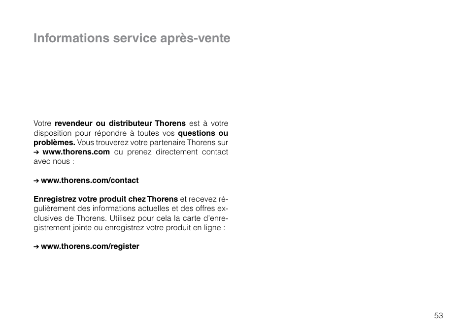 Informations service après-vente | THORENS TD 309 User Manual | Page 53 / 56