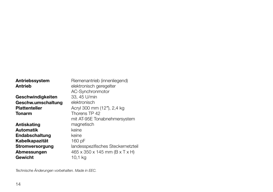 THORENS TD 700 User Manual | Page 14 / 40