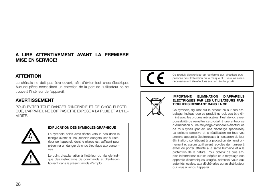 Avertissement | THORENS TD 700 User Manual | Page 28 / 40