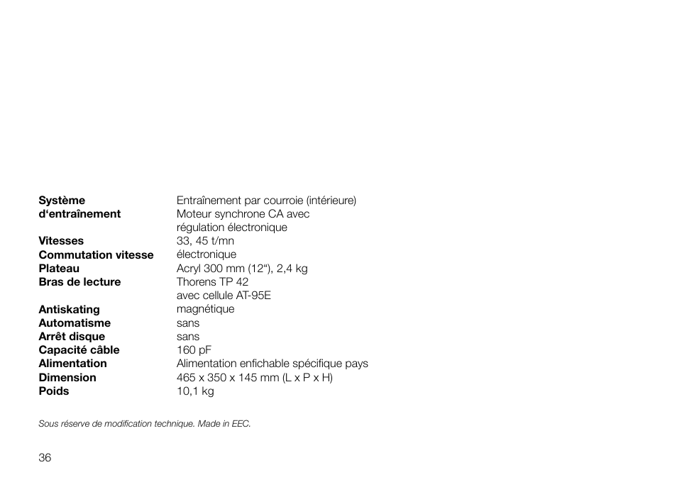 THORENS TD 700 User Manual | Page 36 / 40