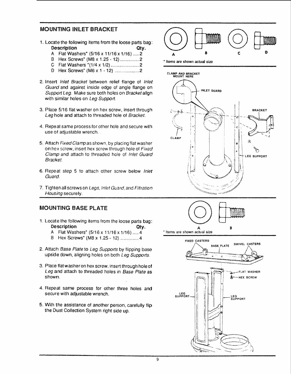 O) gni, Mounting inlet bracket, Mounting base plate | Craftsman 113.299780 User Manual | Page 9 / 20