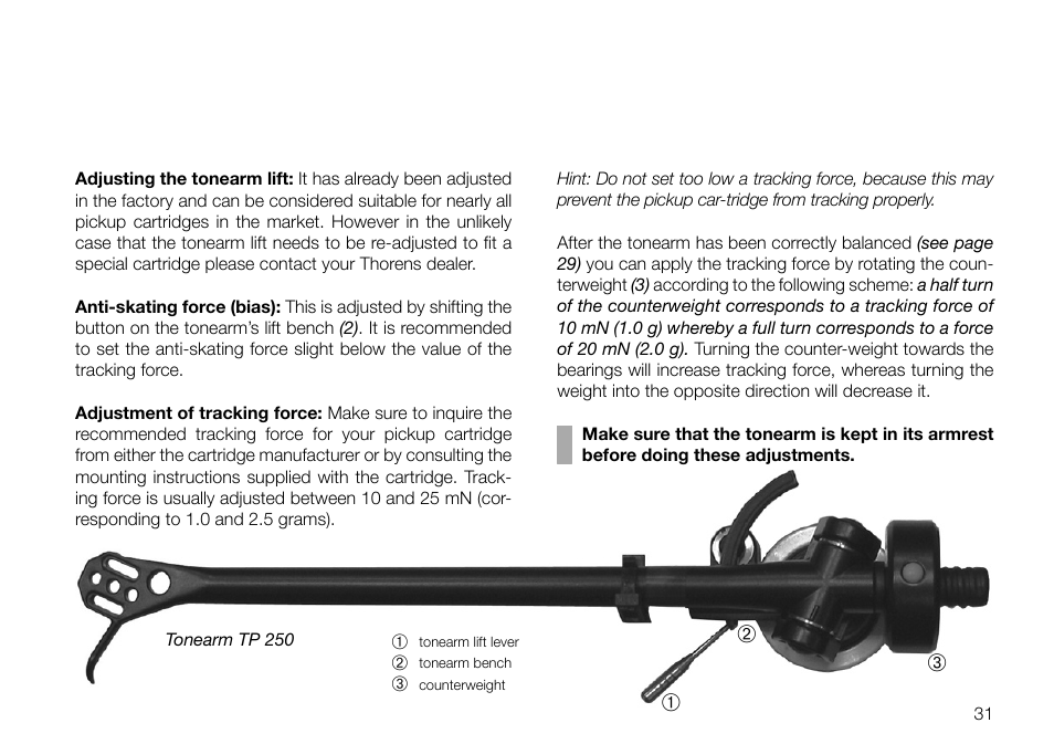 THORENS TD 2030 User Manual | Page 31 / 56